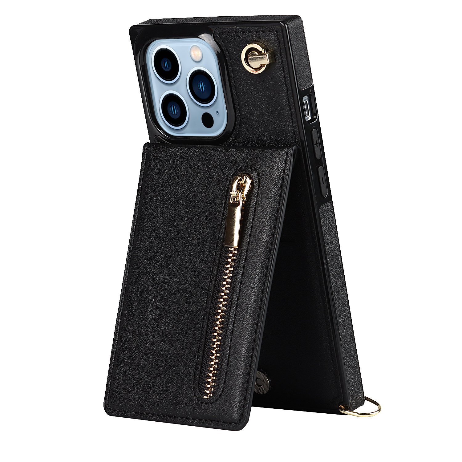Top Selling For iPhone 14 15 Case With Shoulder Strap Kickstand Card Zipper Pu Leather Wallet Case For 13 12 11 Xs Cover