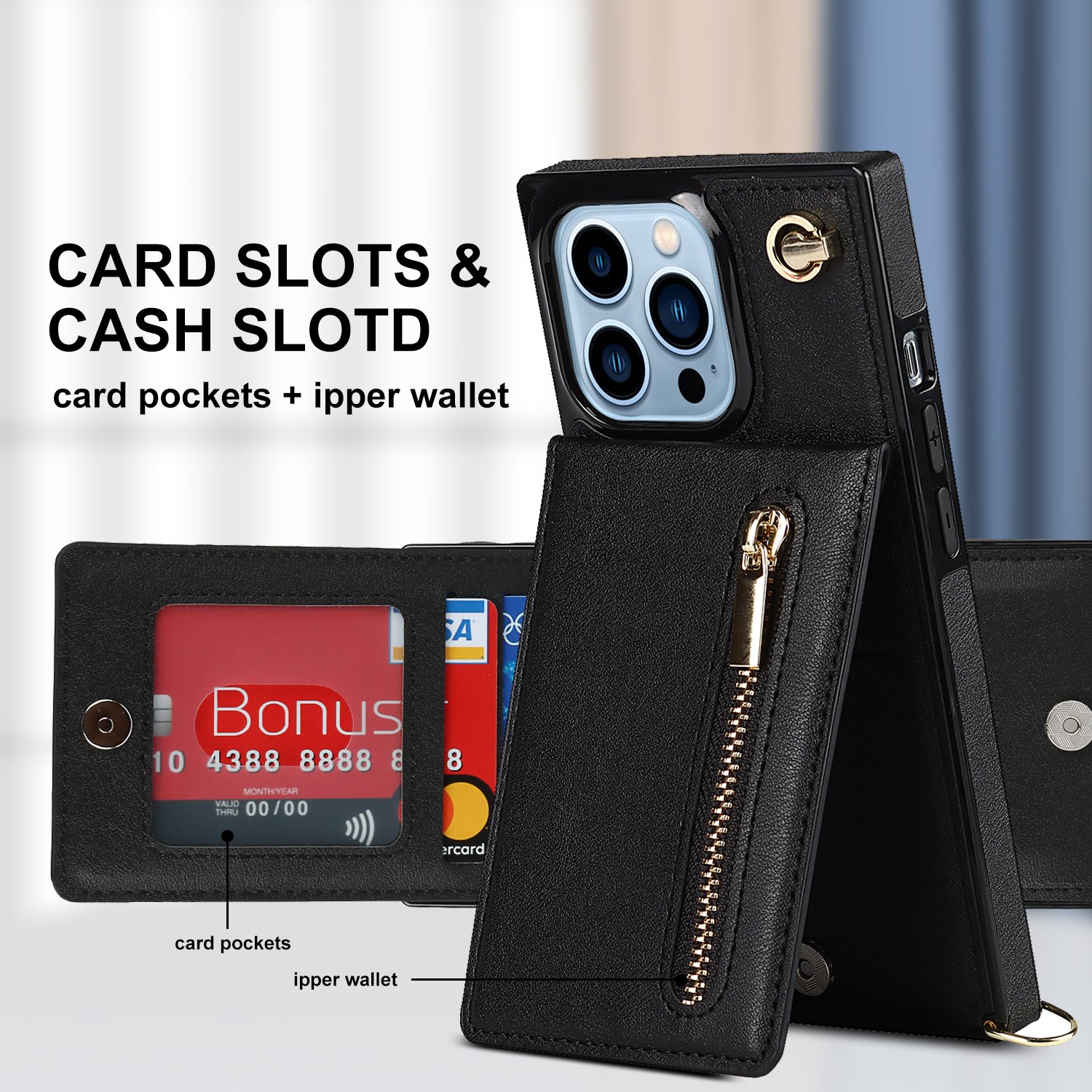 Top Selling For iPhone 14 15 Case With Shoulder Strap Kickstand Card Zipper Pu Leather Wallet Case For 13 12 11 Xs Cover