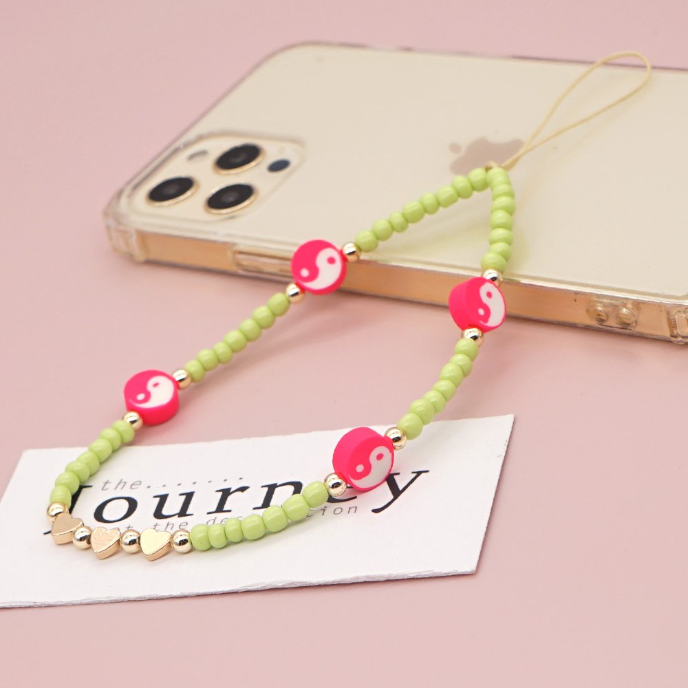 Go2Boho Phone Chains Jewelry Mobile Chains Evil Eye Heart Cruit Charm Lanyard Beaded Strap Hanging Cord For Cell Phone Case