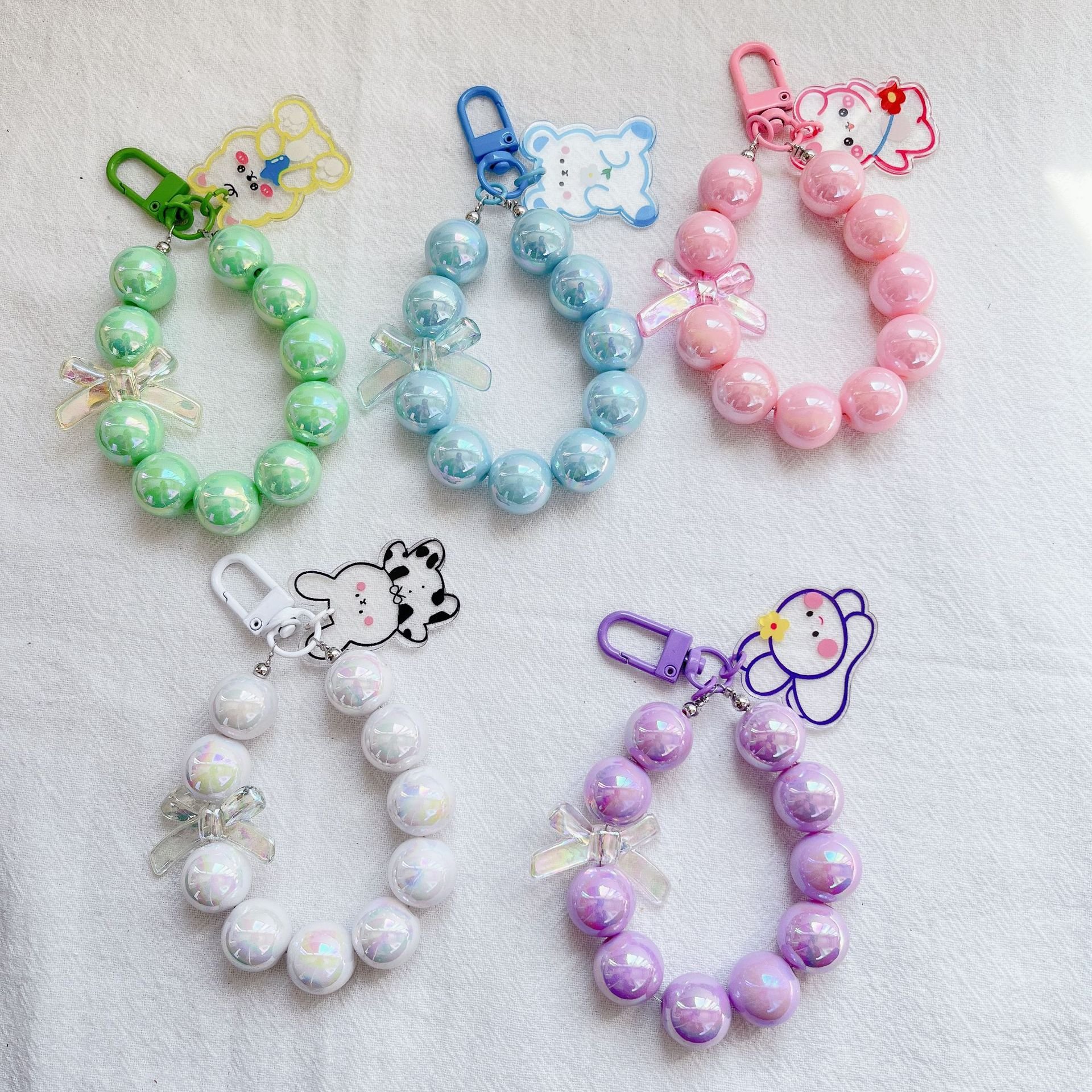 2023 New Arrival Candy Macron Cartoon Accessories Plastic Hanging Key Chains Phone Charm Mobile Lanyard Cord Beads Strap