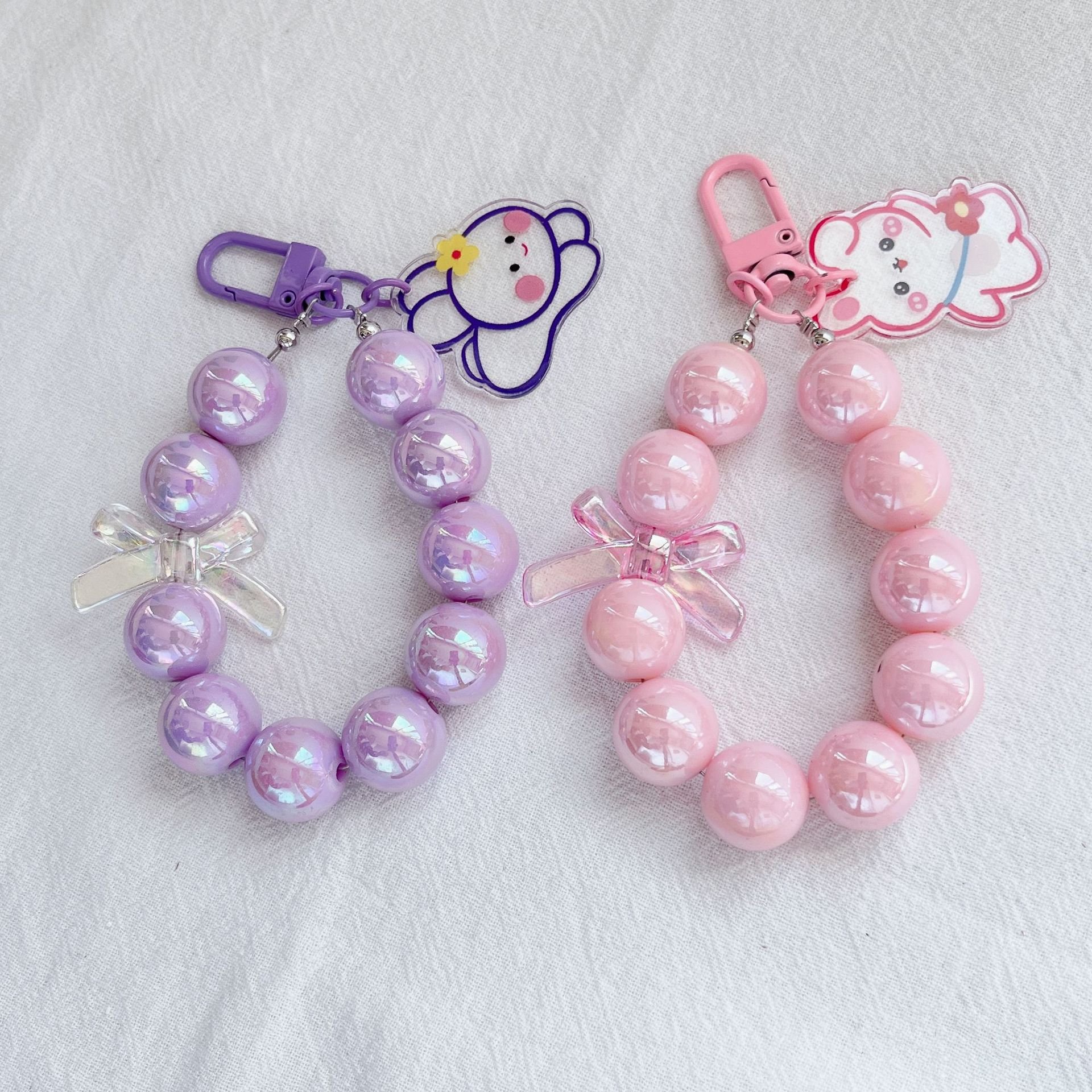 2023 New Arrival Candy Macron Cartoon Accessories Plastic Hanging Key Chains Phone Charm Mobile Lanyard Cord Beads Strap