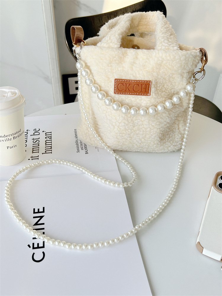 2024 Universal double-layer Pearl Beaded Phone Case Chain Crossbody Shoulder Cell Mobile Phone Lanyard Wrist Straps with Patch