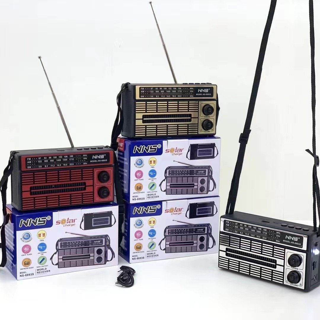 Redwingy NS-8893S African New Solar Charger BT speaker portable strap speaker card subwoofer Retro FM Radio Customize logo