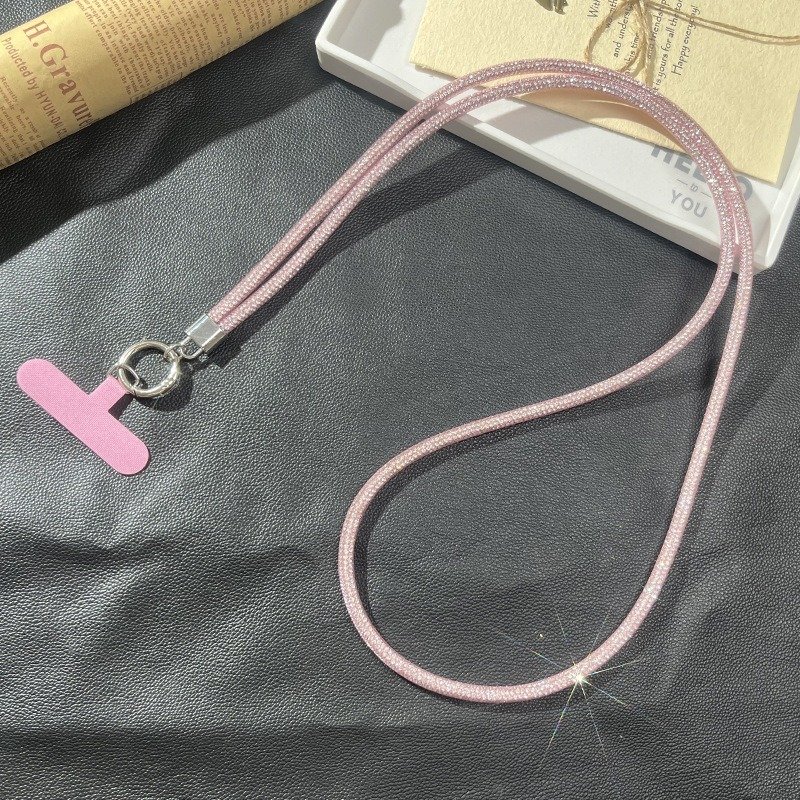 Flash Rhinestone Chain Cellphone Crossbody Necklace Crystals Mobile Phone Lanyard Long Phone Case Strap Keychain Decoration