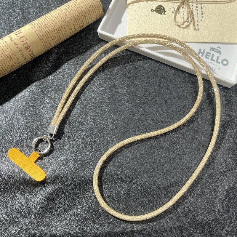 Flash Rhinestone Chain Cellphone Crossbody Necklace Crystals Mobile Phone Lanyard Long Phone Case Strap Keychain Decoration