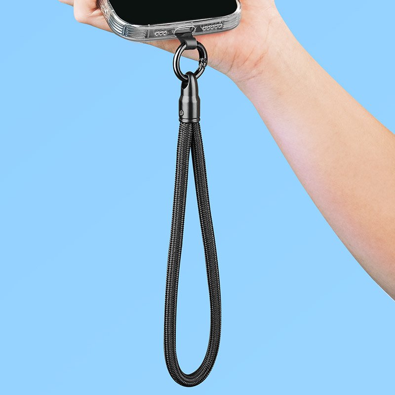 Universal Fashionable Polyester rope Mobile Phone Lanyard Short Wristlet Keychain Rope with Phone Tether Patch for Cell Phone