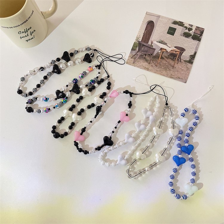 Fashion Cute Acrylic Mobile Phone Wristlet Charms String Cell Phone Wrist Bead Charms Cute Phone Charm Strap