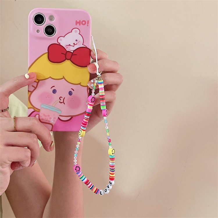 Fashion Cute Acrylic Mobile Phone Wristlet Charms String Cell Phone Wrist Bead Charms Cute Phone Charm Strap