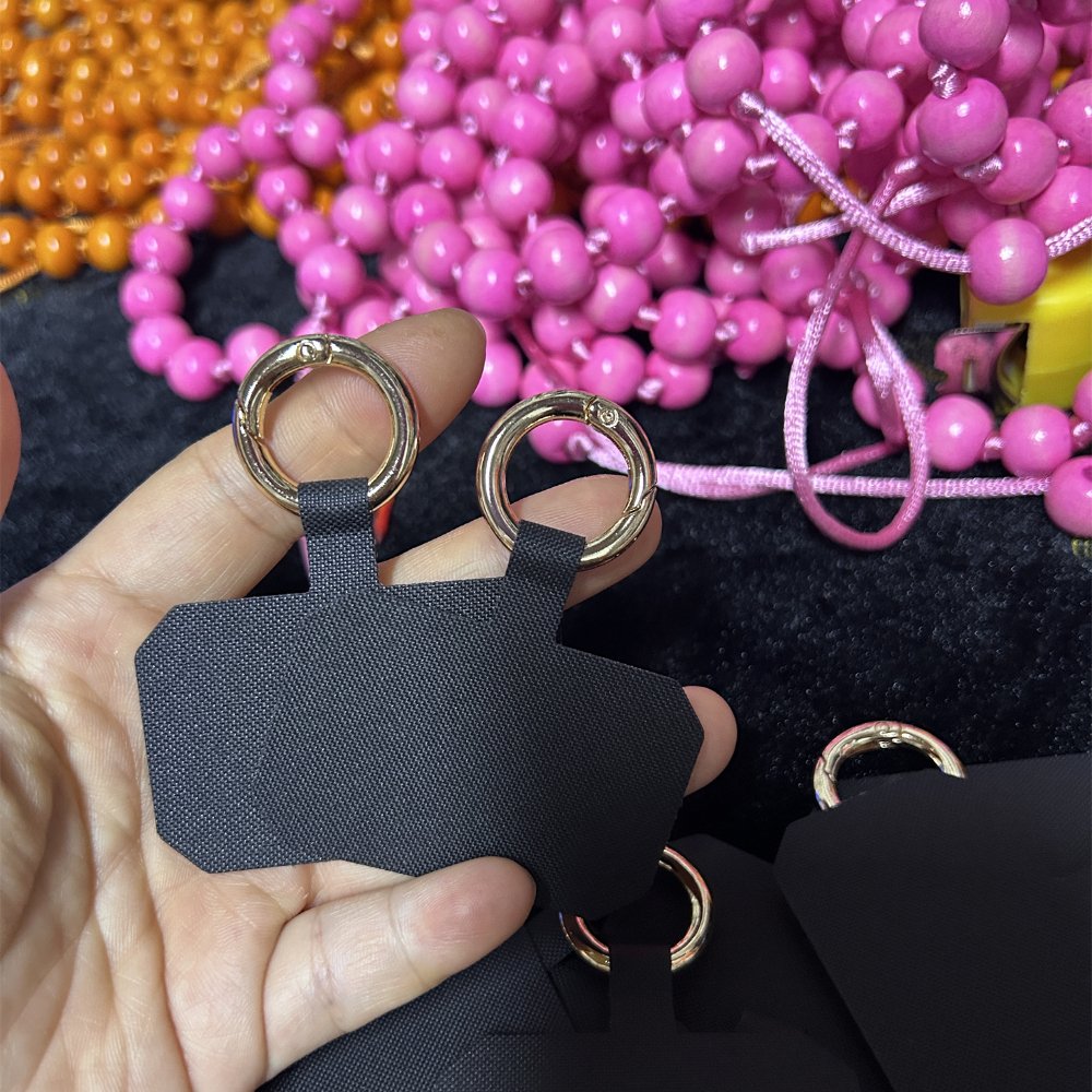 Customized 12mm 14mm 16mm Handmade Mobile Bead Lanyard Custom knot wooden bead Crossbody Chain phone strap
