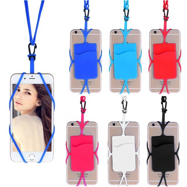 Silicone Cell Phone Lanyard Card Holder Necklace Sling Universal Mobile Phone Neck Strap