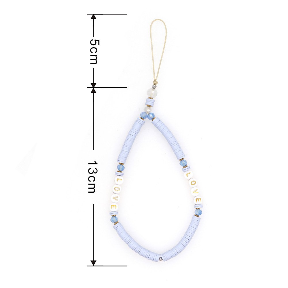 Go2boho White Lanyard Phone Strap Women Charm Letter LOVE Girl Jewelry Accessories Polymer Clay Crystal Bead Mobile Phone Chain