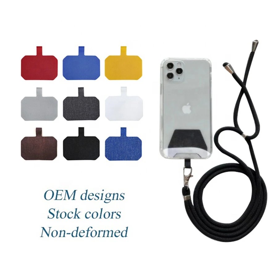 2024 New Customized Polyester Phone Accessories Adjustable Phone Strap with Metal Chain Keychain Phone Hanging Strap