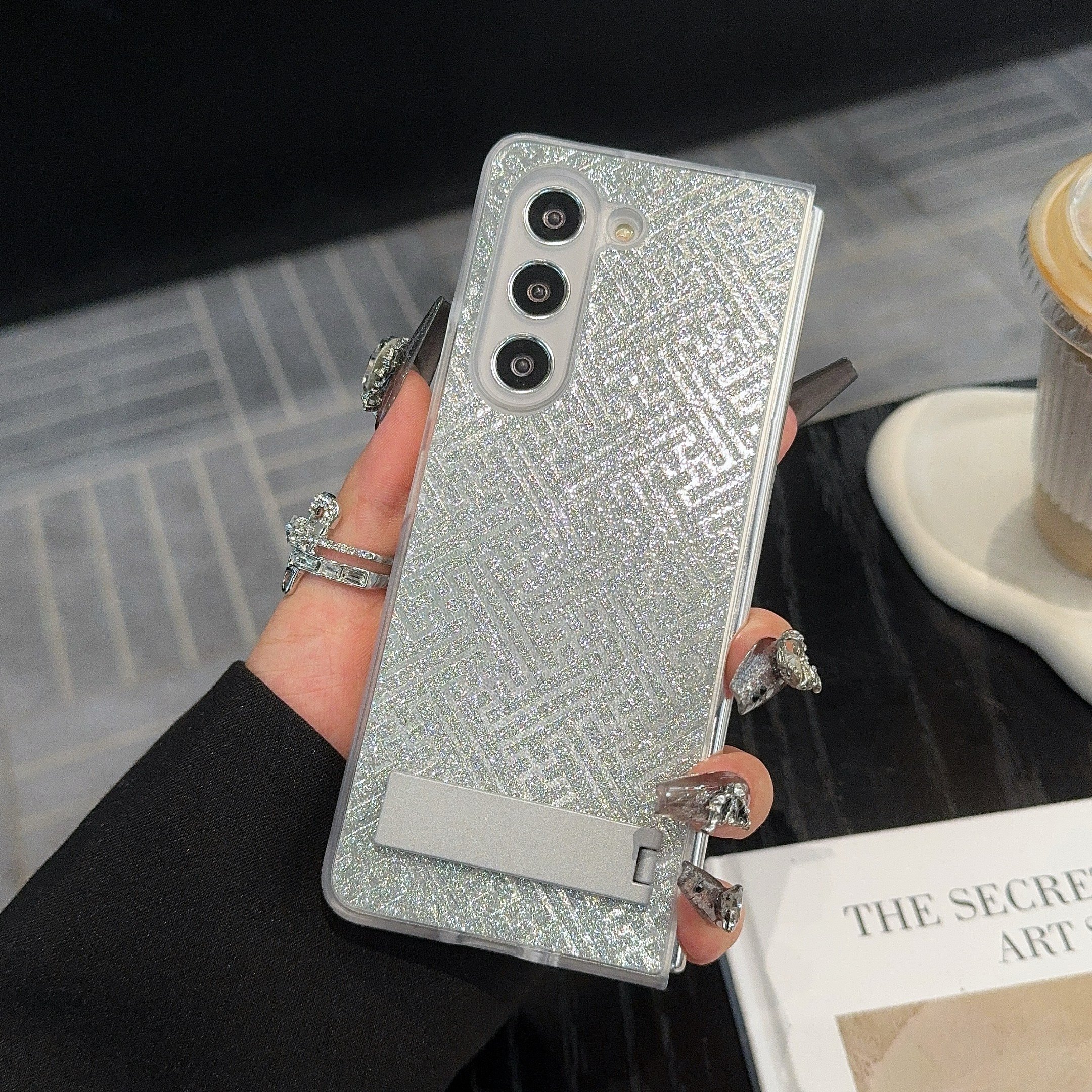 2024 New High-end Fashion Glittering Geometric Patterns Phone Case for Samsung Galaxy Z Fold 6 5 4 3 Xiaomi Fold 3