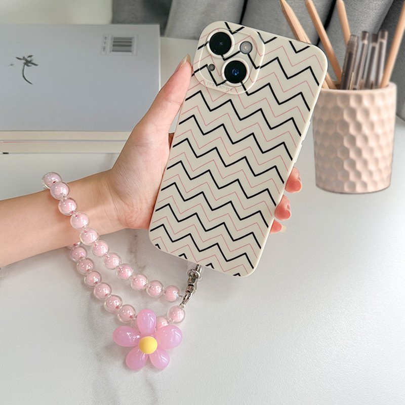 Luxury phone case for iPhone 16 15 pro max 14 plus 13 12 Lovely Colorful Creative bling Phone Strap cover With Chain