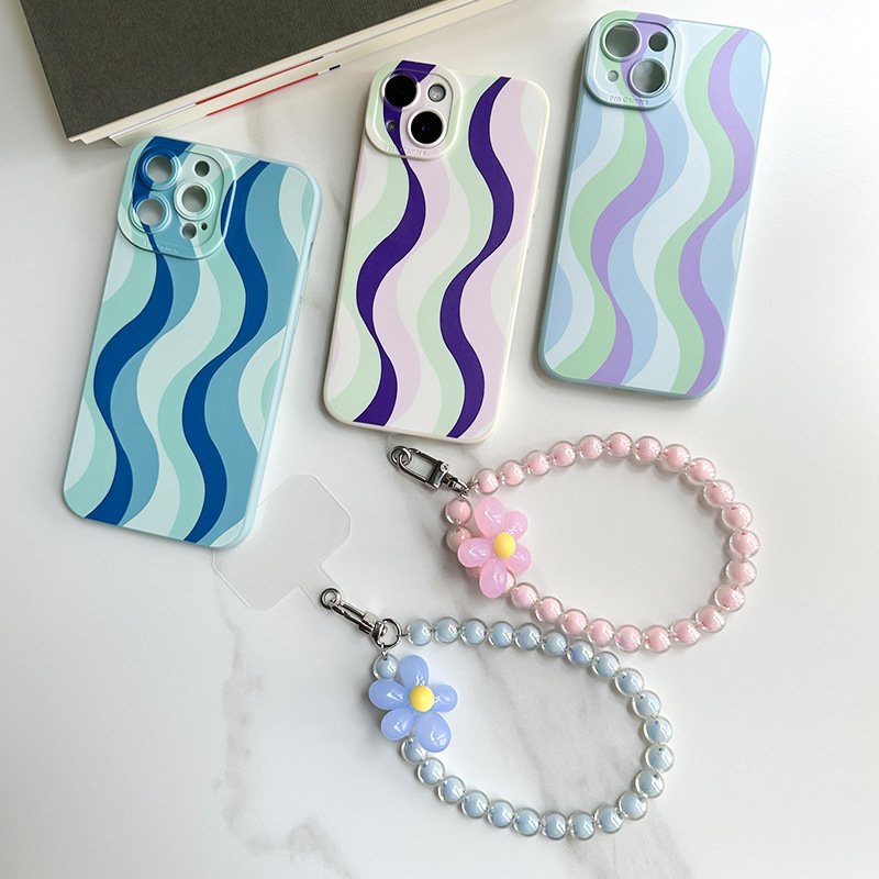 Luxury phone case for iPhone 16 15 pro max 14 plus 13 12 Lovely Colorful Creative bling Phone Strap cover With Chain