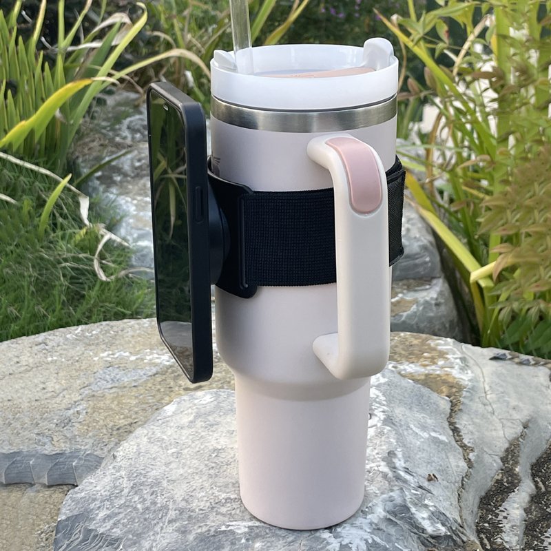 Magnetic Phone Holder with Adjustable Strap for Tumbler Cup Gym Accessories Water Bottle Phone Holder Compatible with Mag Safe