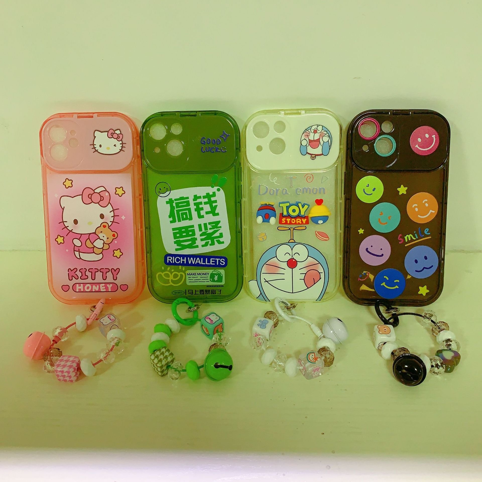 Luxury Design Bracelet Mobile phone Case Wrist Straps Bracelet Chain Phone Cover Straps Bell Cute Colorful Pendant