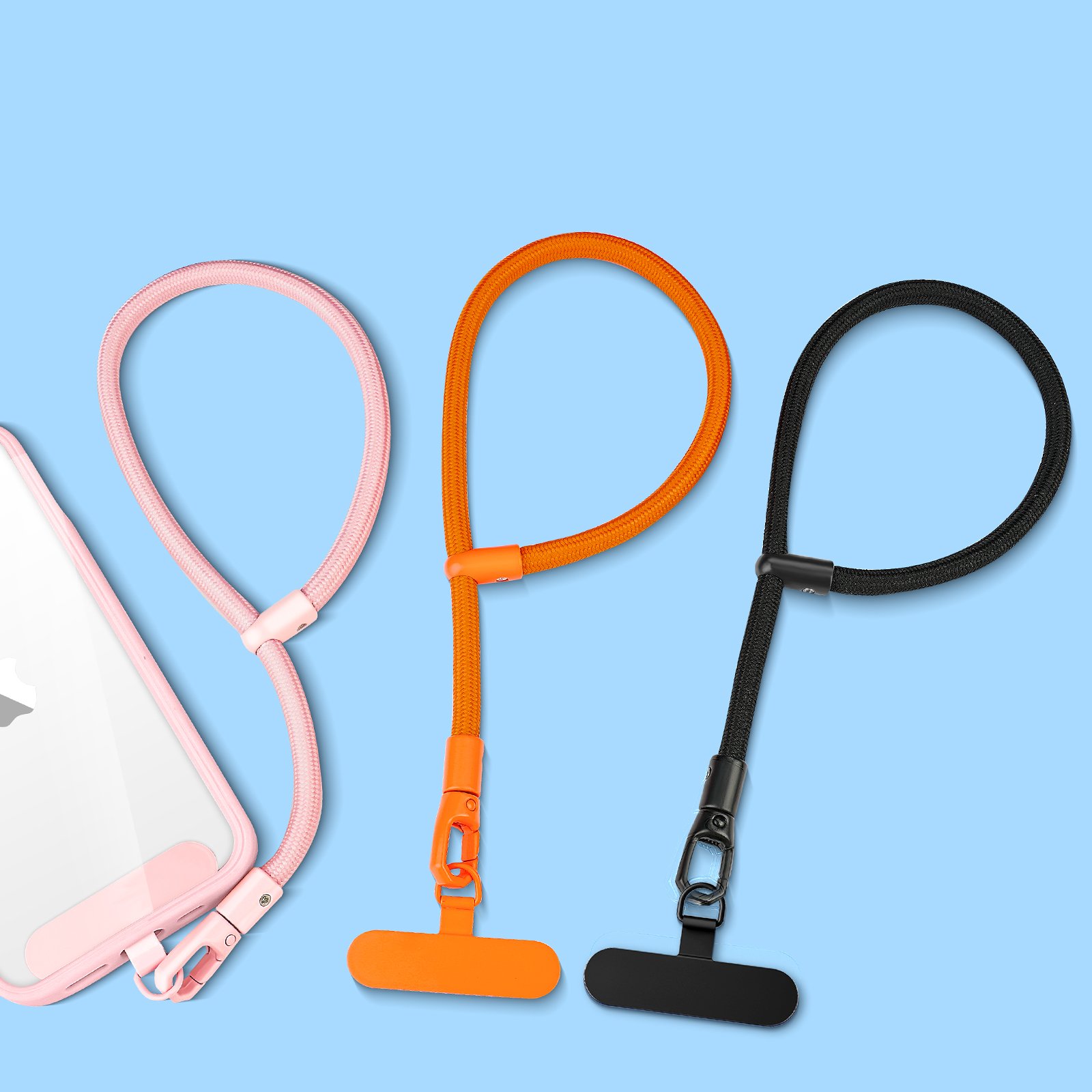 Universal Fashionable Nylon Mobile Phone Lanyard Short Wristlet Keychain Rope with Phone Tether Patch for Cell Phone Use