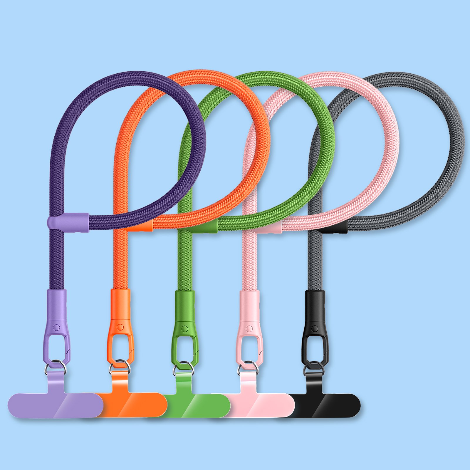 Universal Fashionable Nylon Mobile Phone Lanyard Short Wristlet Keychain Rope with Phone Tether Patch for Cell Phone Use