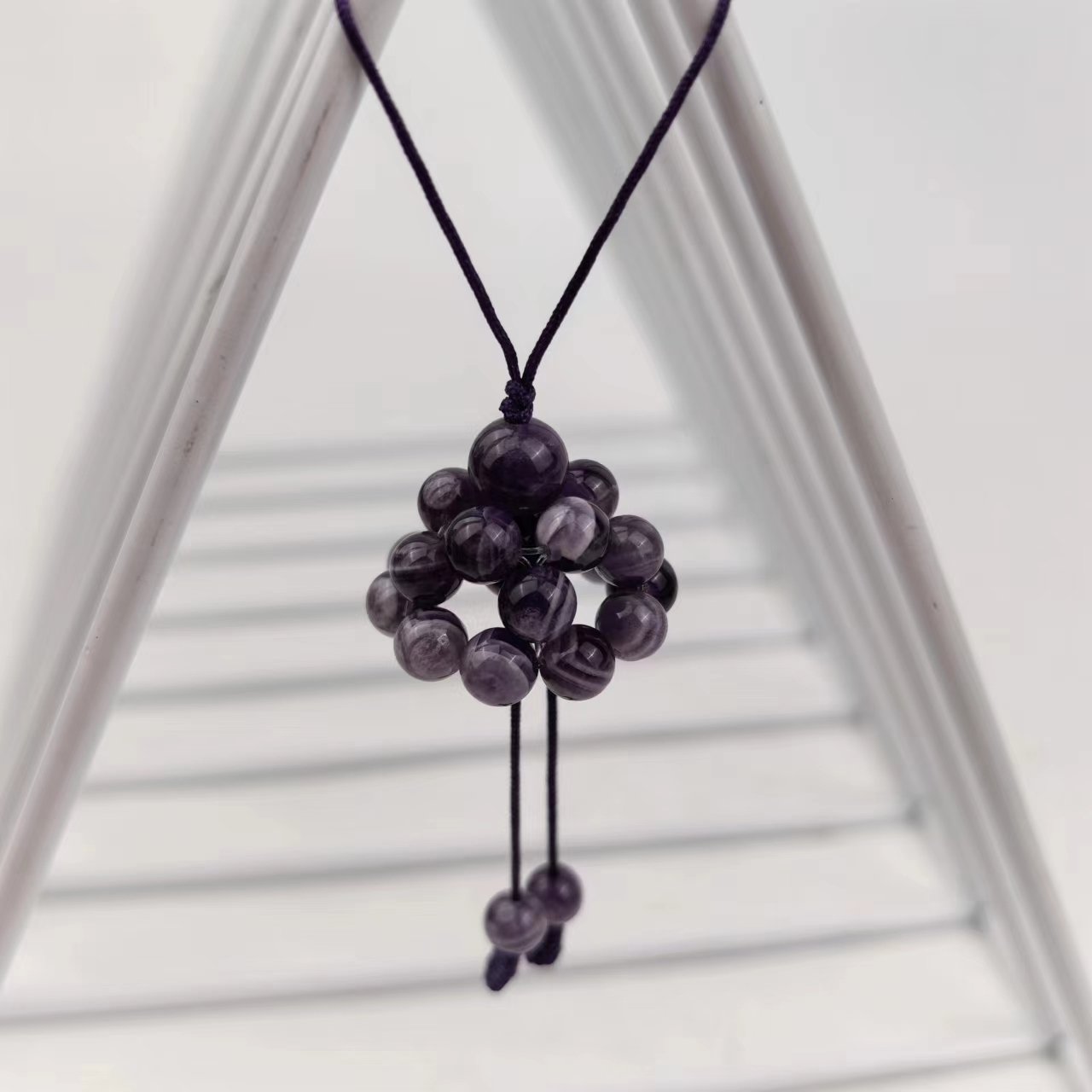 Fashion Handmade DIY Amethyst 6mm Beads Clear Quartz Telephone Strap For Mobile Phone