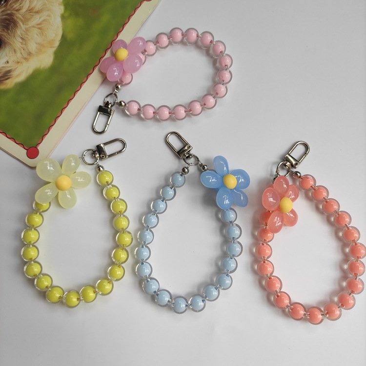 Customized Mobile Phone Straps Key Chain Colorful Crystal Beads Charm Free-hands Lanyard