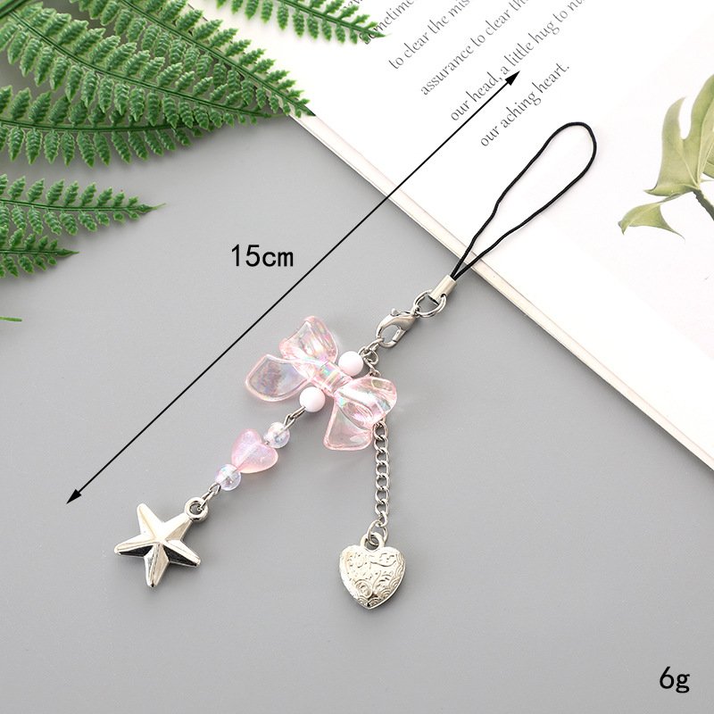 Lilangda Phone Charm Y2K Phone Chain Trendy Pendant Bow Lanyard Mobile Phone Strap Sweet Girl Key Cord Lanyard Jewelry Gift