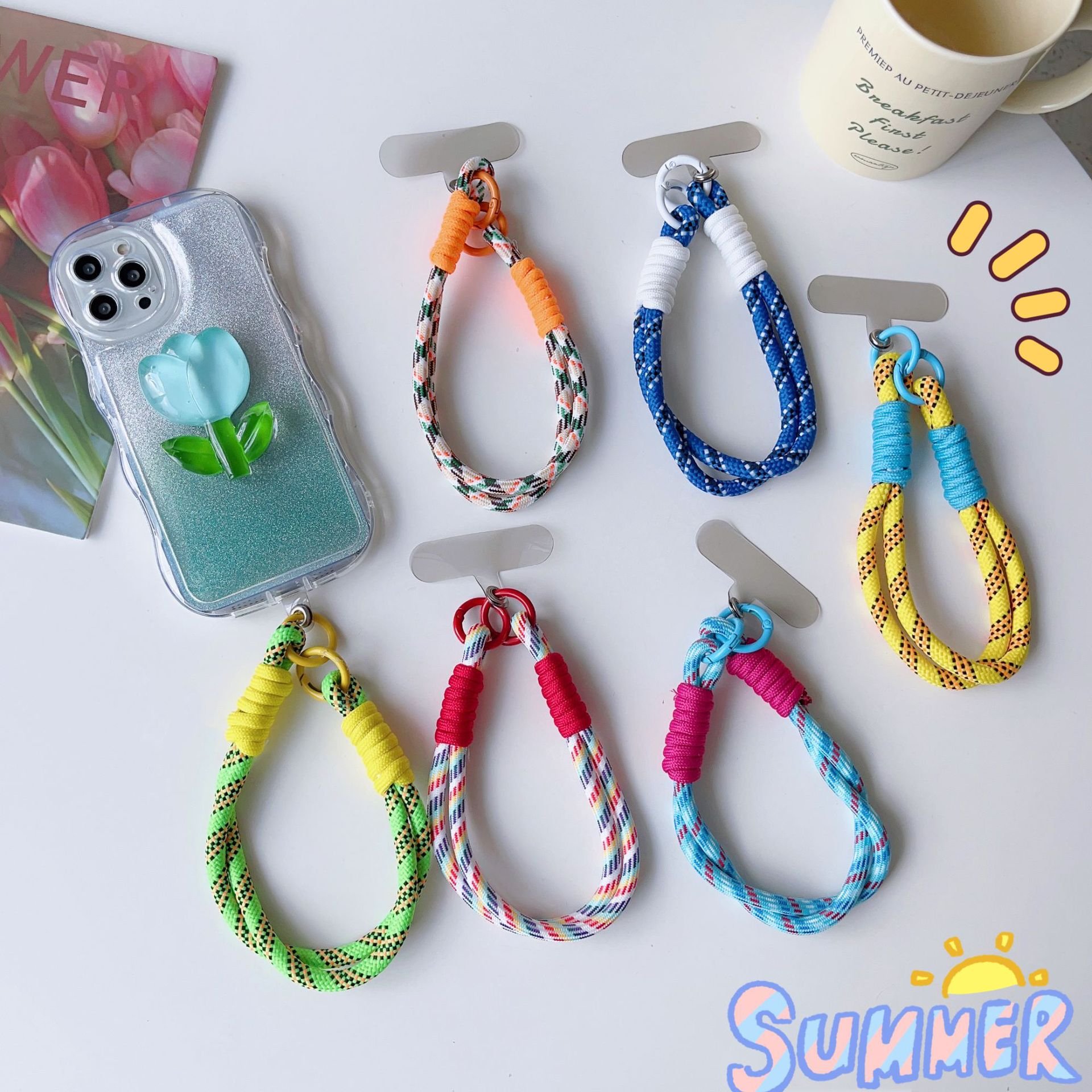 Short Nylon Mobile Phone Lanyard Plaited Hanging Rope Anti-loss Pendant Fashion Strong Phone Chain Bracelet Wrist Strap