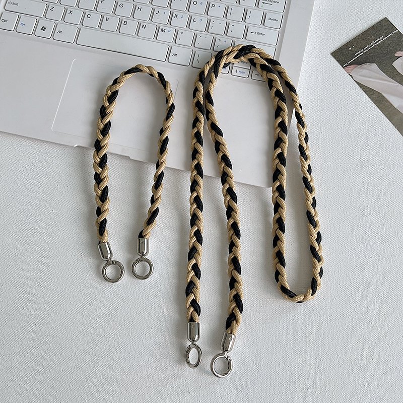 3-in-1 Boho Macrame Phone Lanyard for Women Handmade Woven Daisy Strap Detachable Crossbody for Cell Phone & Camera Black