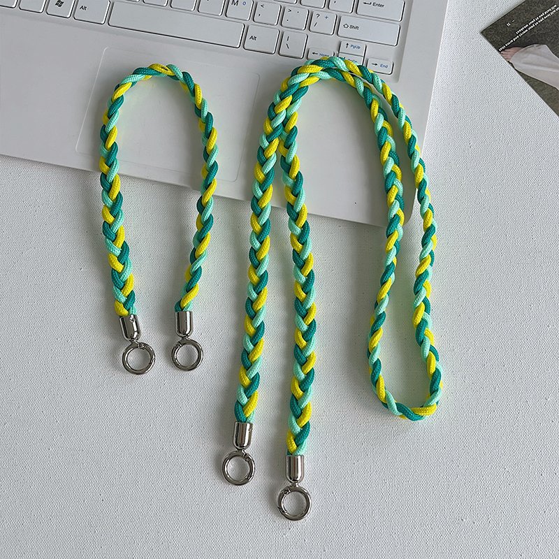 3-in-1 Boho Macrame Phone Lanyard for Women Handmade Woven Daisy Strap Detachable Crossbody for Cell Phone & Camera Black