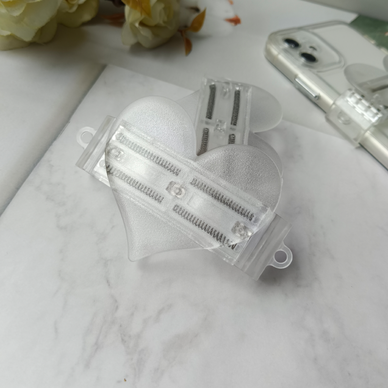 Mobile phone back clip, large heart transparent PC clip, DIY material hanging rope, retractable clip phone accessories