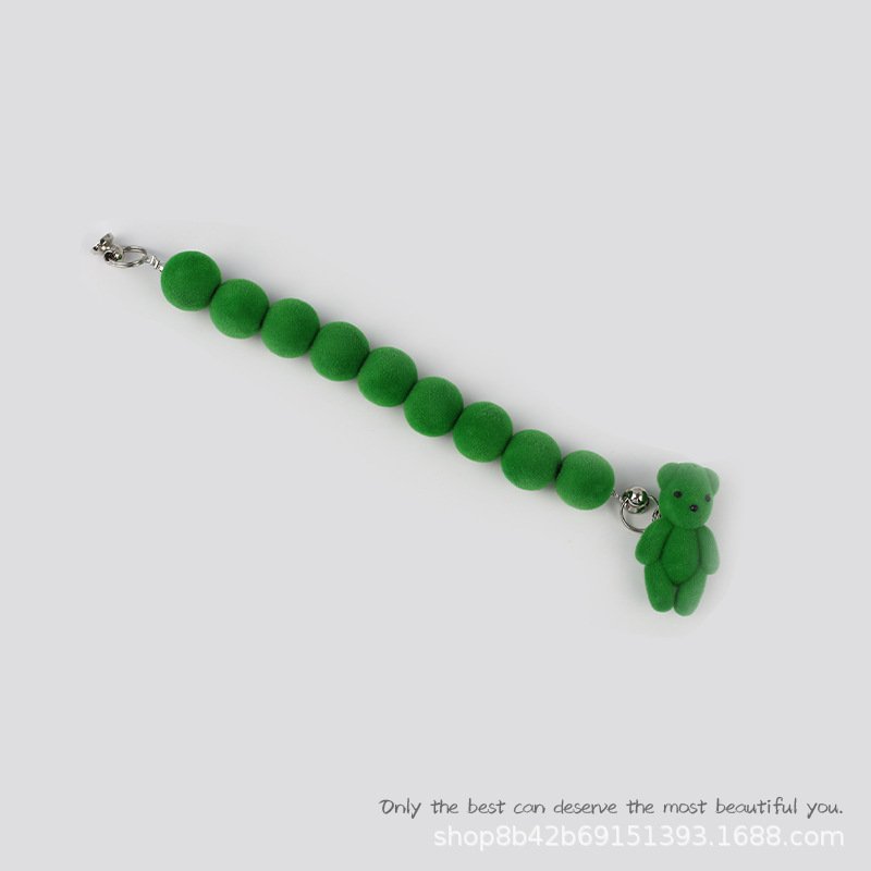 New national trend flocking mobile phone chain DIY jewelry accessories New Year beaded doll mobile phone case accessories