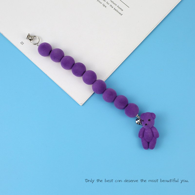 New national trend flocking mobile phone chain DIY jewelry accessories New Year beaded doll mobile phone case accessories