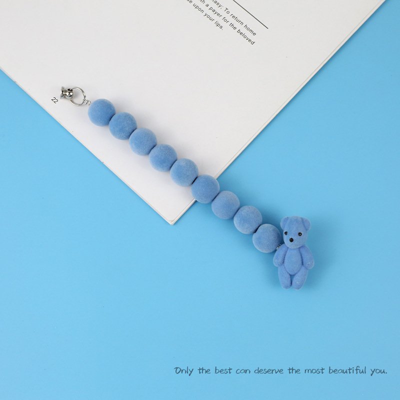 New national trend flocking mobile phone chain DIY jewelry accessories New Year beaded doll mobile phone case accessories