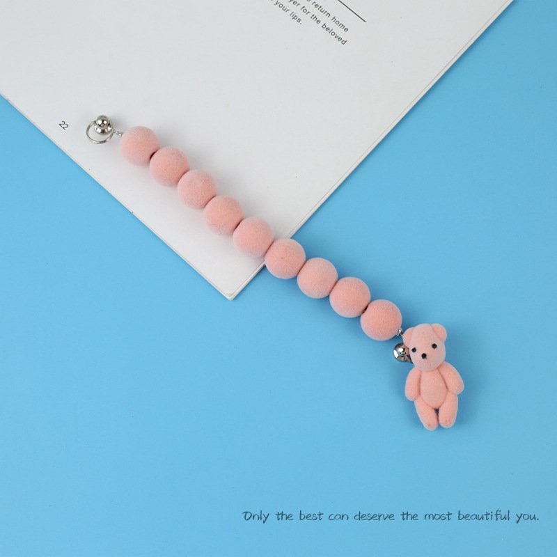 New national trend flocking mobile phone chain DIY jewelry accessories New Year beaded doll mobile phone case accessories
