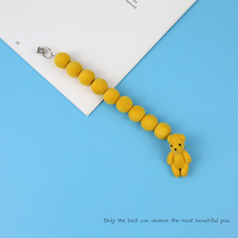 New national trend flocking mobile phone chain DIY jewelry accessories New Year beaded doll mobile phone case accessories