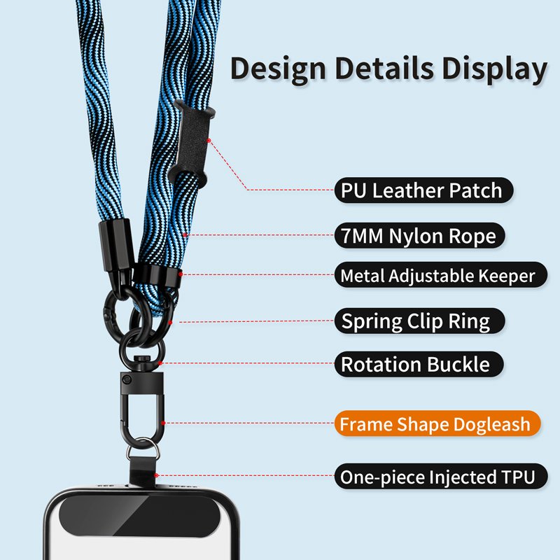 Cell phone strap crossbody nylon Lanyard Universal Mobile Phone Lanyard Crossbody Necklace Strap Patch Tether Adjustable length