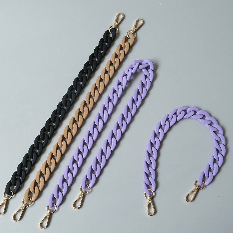 Universal Matte Acrylic Mobile Phone Chain Lanyard Detachable Cuban Link Purse Chain Strap Purple Black Beige Phone Strap Chains