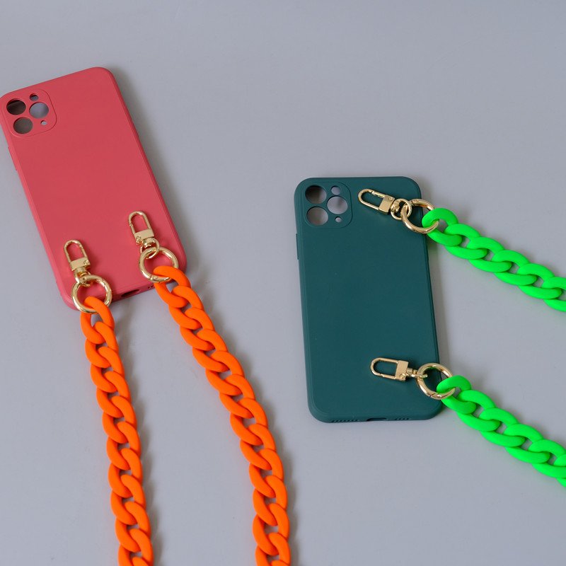 Universal Matte Acrylic Mobile Phone Chain Lanyard Detachable Cuban Link Purse Chain Strap Purple Black Beige Phone Strap Chains