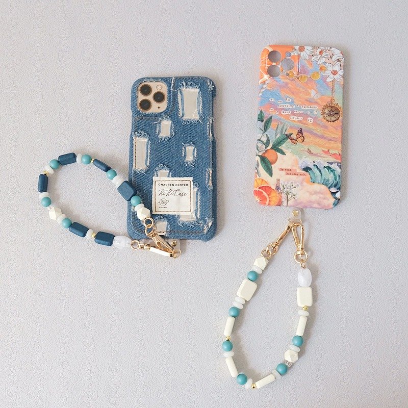 Retro Wooden Beaded Smartphone Wrist Lanyard Color Beads Phone Lanyard Universal Cord For Phone Cellphone Strap Charm Cords