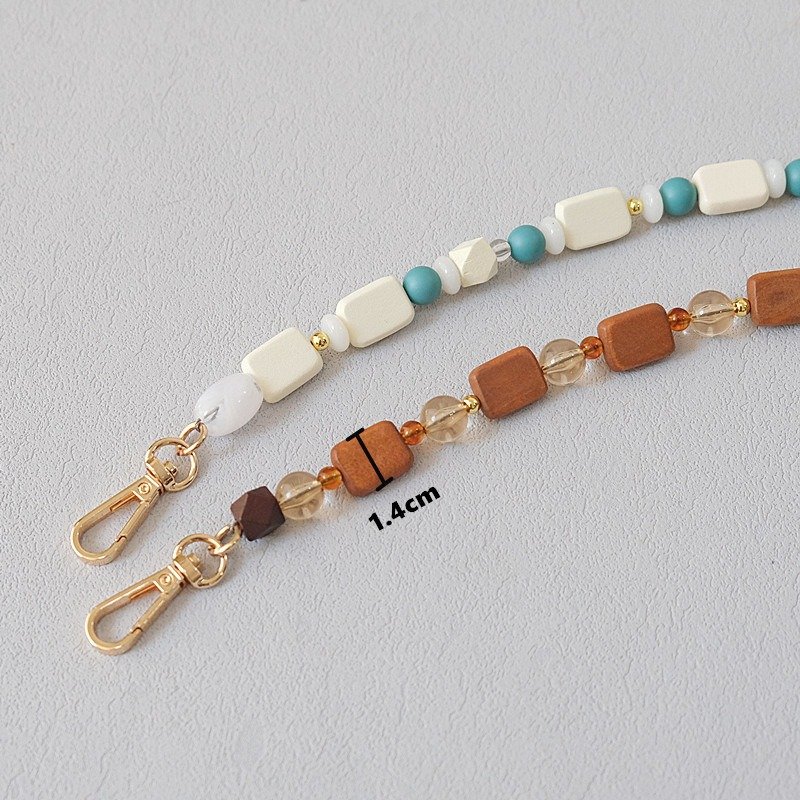 Retro Wooden Beaded Smartphone Wrist Lanyard Color Beads Phone Lanyard Universal Cord For Phone Cellphone Strap Charm Cords
