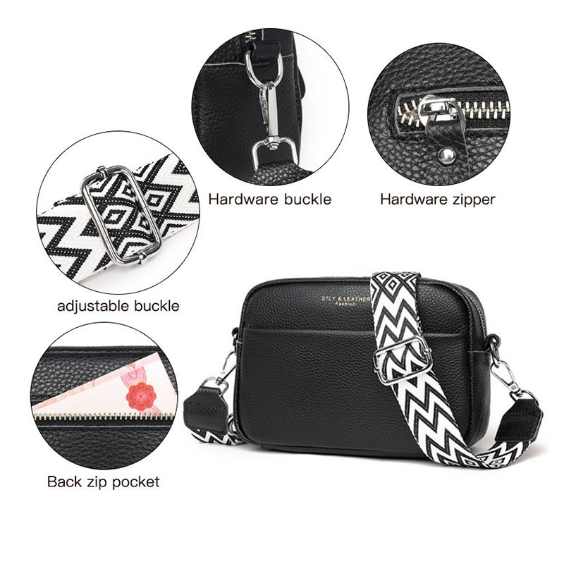 In Stock Wholesale Price Fashion Crossbody Bag Mobile Phone Wallet PU Shoulder Bag With Jacquard Shoulder Strap