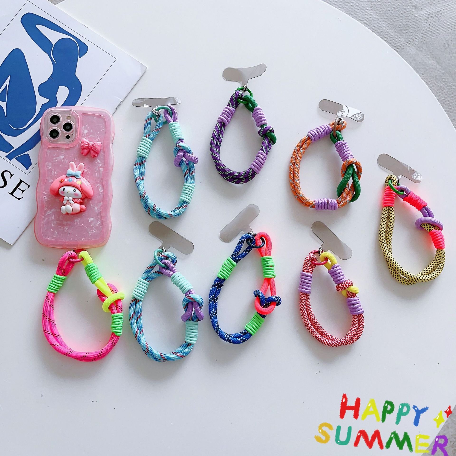 New Colorful Lanyard knot keychain mobile phone hanging rope keychain Wrist Strap Colored Key Chain Anti Loss Rope key Chains