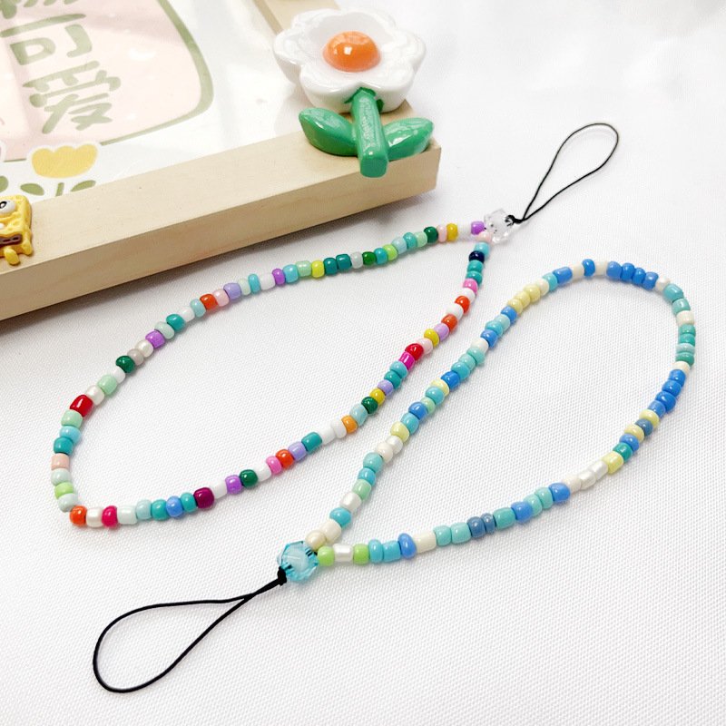 Girly Fashion Beauty Bead Phone Chains for Mobile Cell Phone Case Strap Lanyard String Key Chain Cute Girls Phone Charms