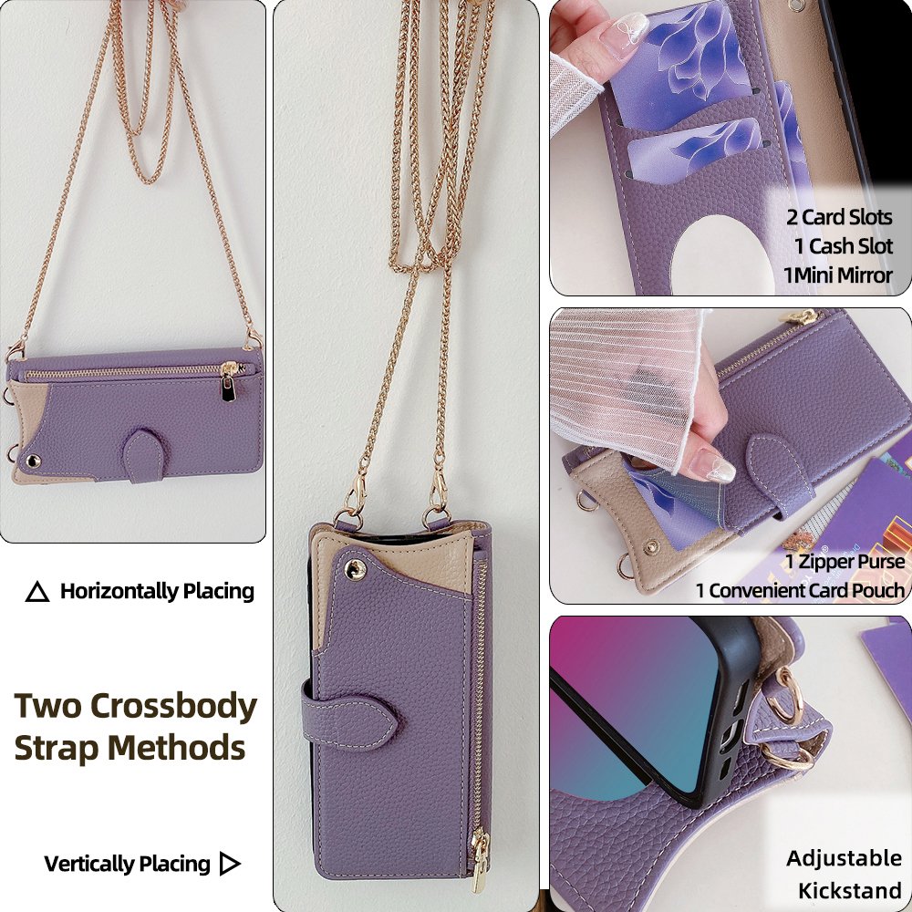 New Samsung S24 Ultra For iPhone 16 15 14 13 12 11 XR XS X 8 7 6 6S pro max plus Mirror Leather Wallet Mobile Phone Case Holder
