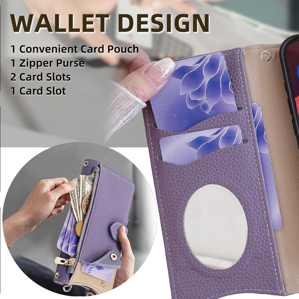 New Samsung S24 Ultra For iPhone 16 15 14 13 12 11 XR XS X 8 7 6 6S pro max plus Mirror Leather Wallet Mobile Phone Case Holder