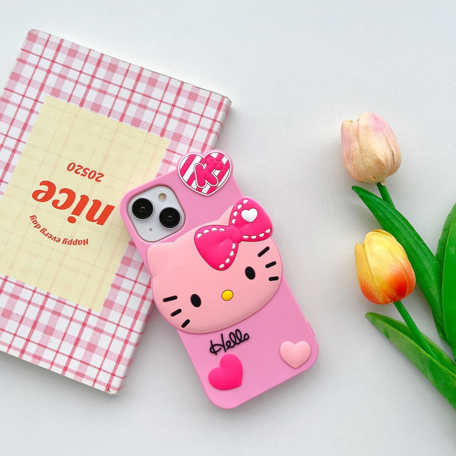Cartoon Cute Kitty Silicone Mobile Phone Case For iPhone 16 15 14 13 12 11 Pro max love Cat bow tpu Shockproof Back Cover