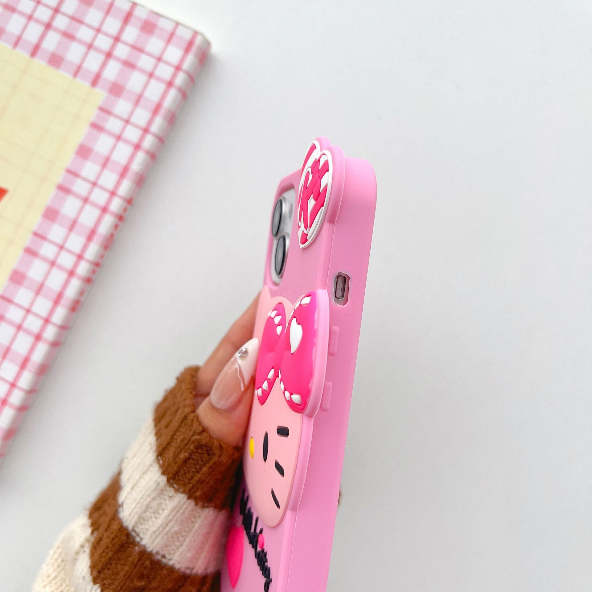 Cartoon Cute Kitty Silicone Mobile Phone Case For iPhone 16 15 14 13 12 11 Pro max love Cat bow tpu Shockproof Back Cover