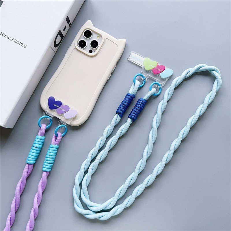Love Heart Card Rope Strap Crossbody Lanyard Necklace Bracelet Keyring Purse Backpack Charm Crochet For iPhone