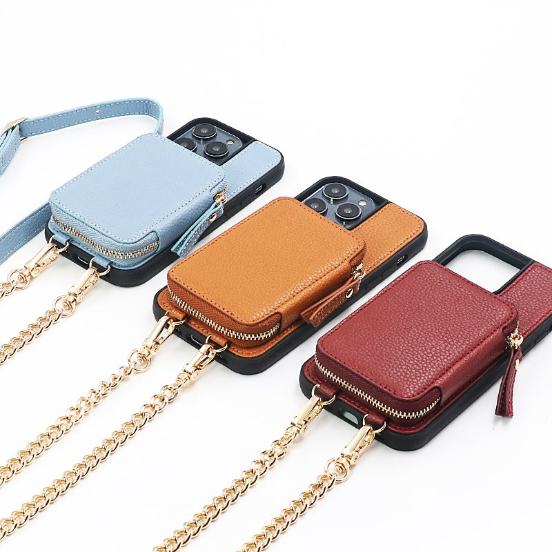 Multifunctional popular crossbody leather phone case with strap wallet phone case crossbody phone case