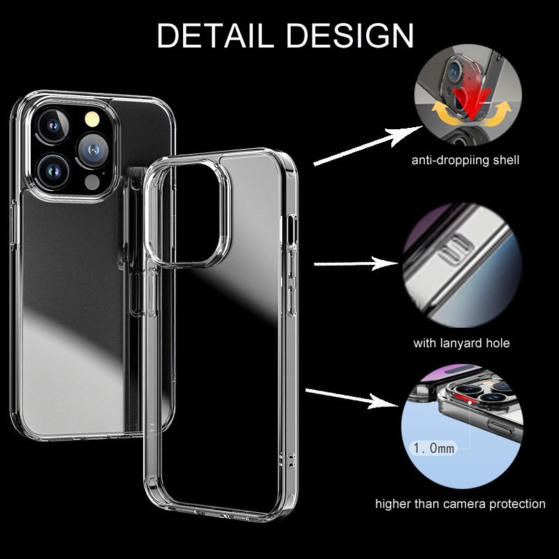 Transparent Tempered phone Case For Iphone16 15 14 13 12 11 Pro Max Shockproof Mobile Phone Case For iPhone